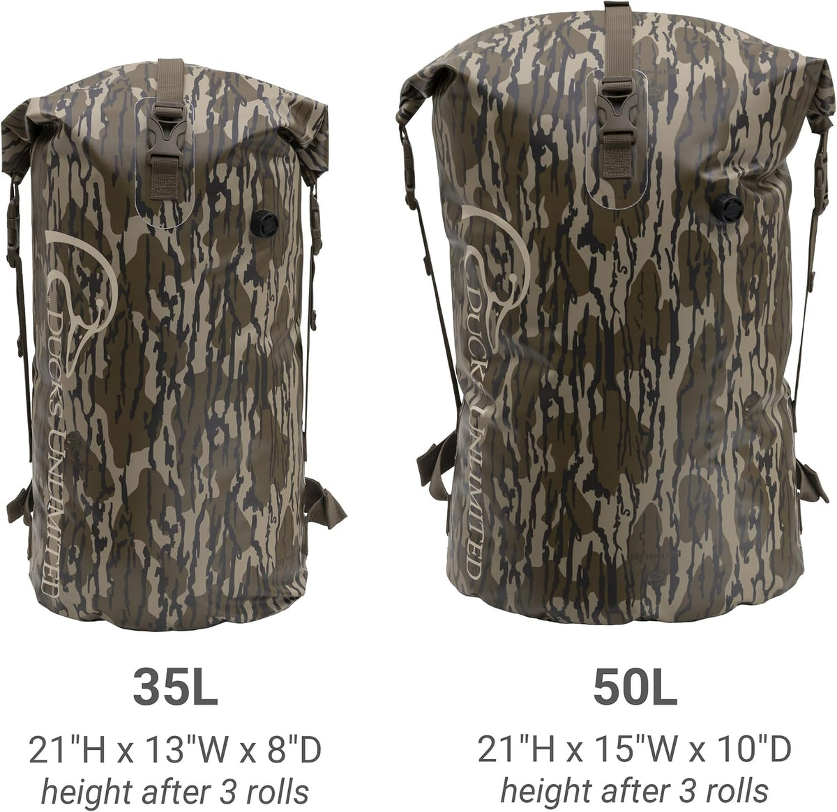 ALPS OutdoorZ Ducks Unlimited Guardian Backpack Dry Bag, 50L, Mossy Oak Original Bottomland