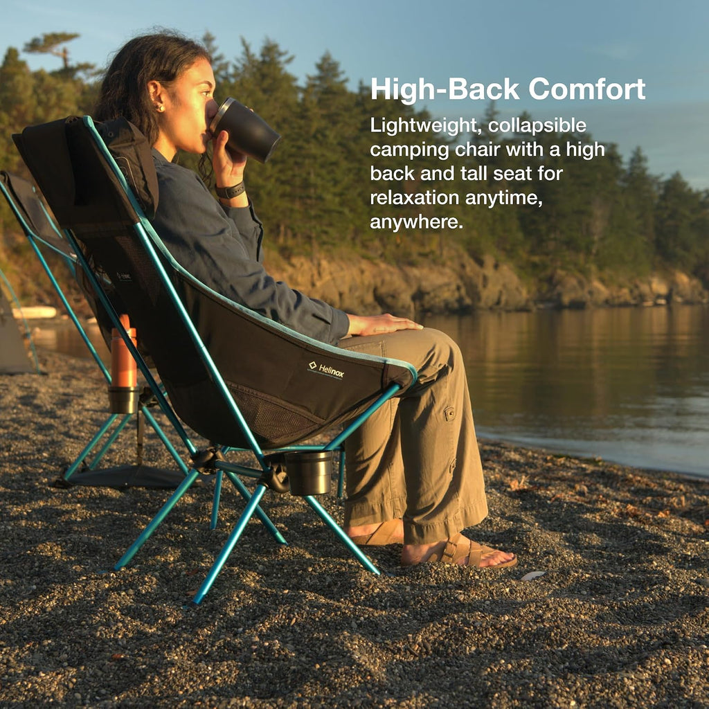 Helinox Sunset Chair Lightweight High-Back Collapsible Camping Chair Coyote tan, 3.4Ibs Outdoor Chairs, Picnic Chair, Portable Camping Chair, with Side Pockets
