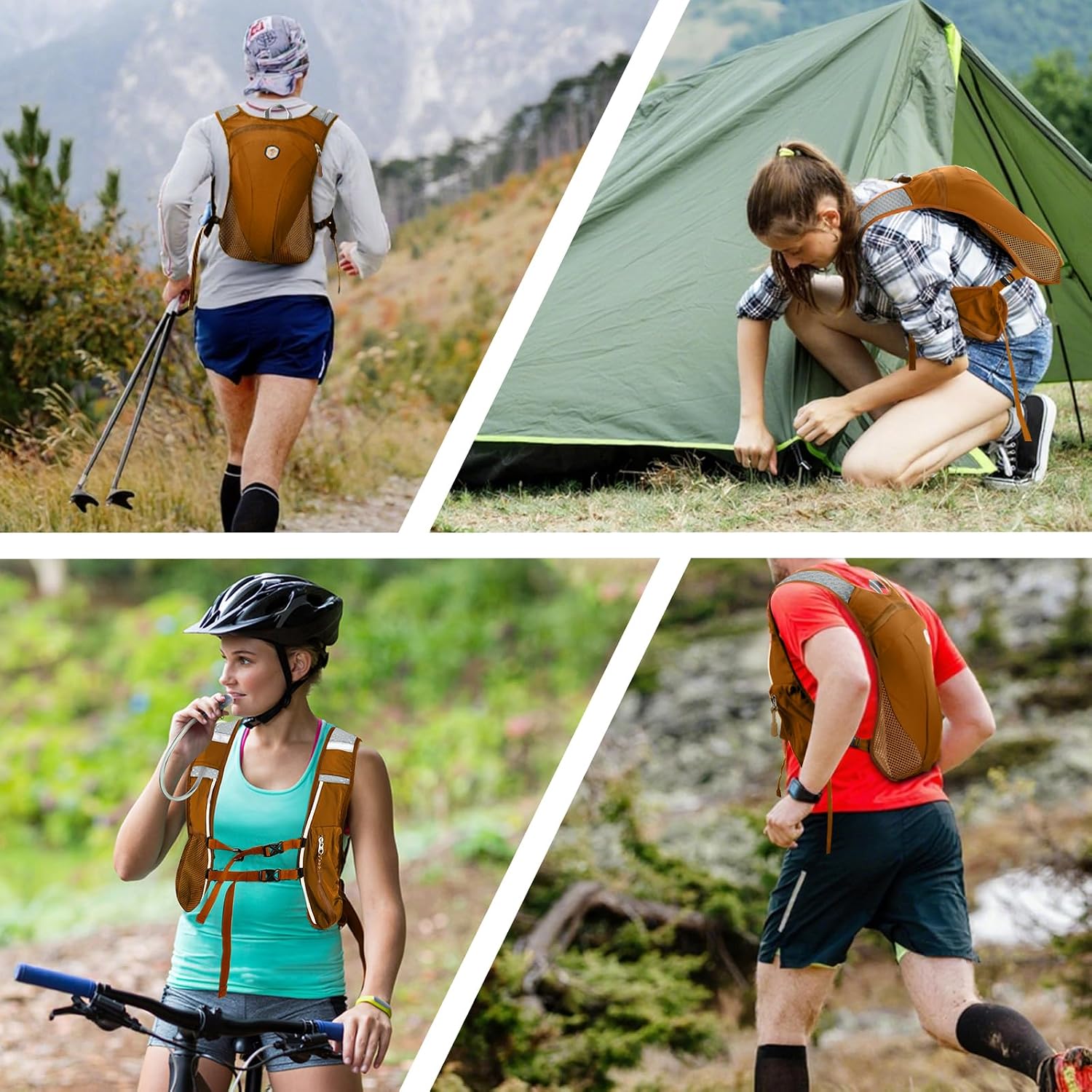 Hydration Backpack with 2L Water Bladder Bag, Lightweight and Breathable Running Vest for Men, Adjustable Chest Straps Water Pack for Cycling Hiking Climbing Outdoor