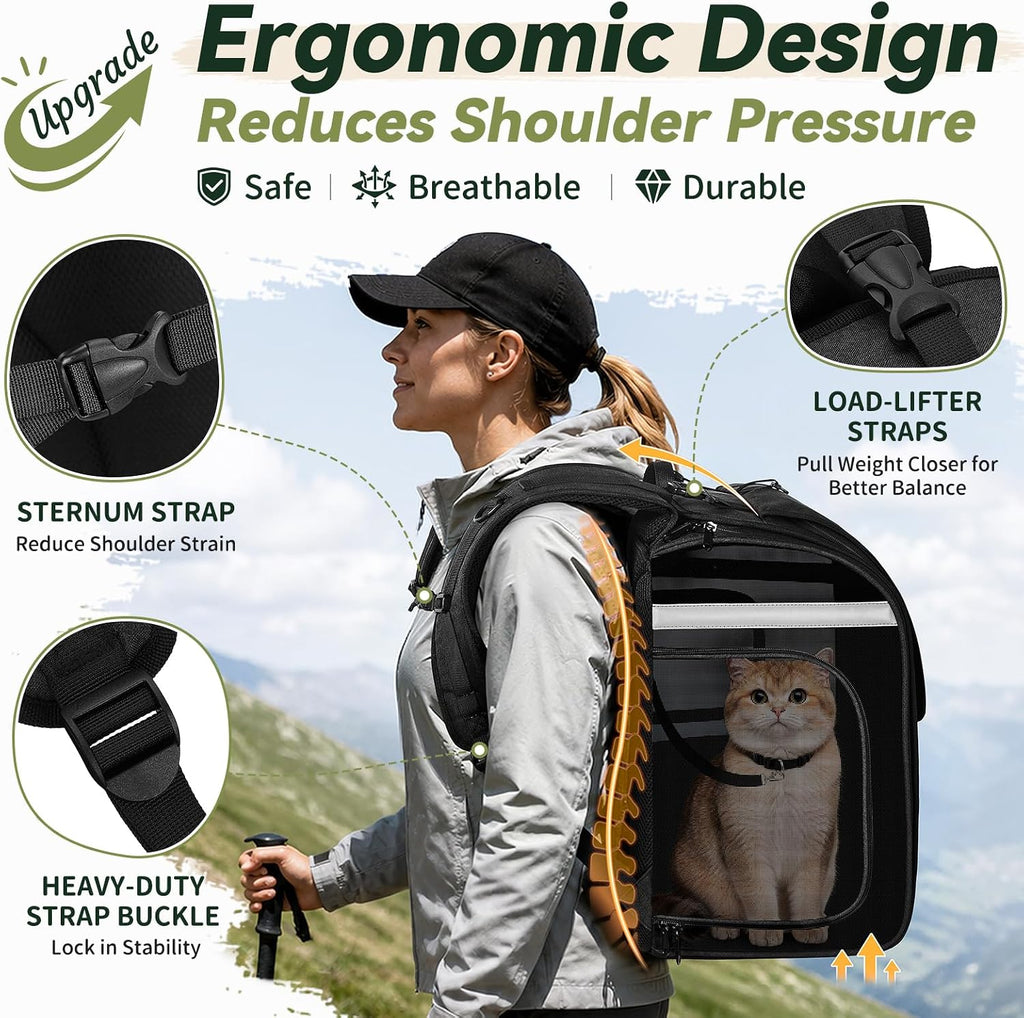 Apollo Walker Cat Backpack Carrier for Small Dogs and Cats, Black