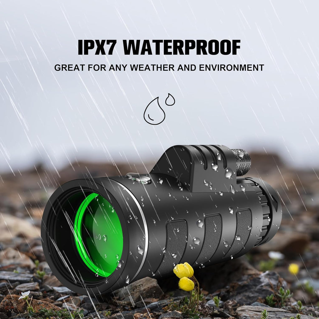 40x60 Monocular Telescope with Smartphone Adapter and Telescope Case High Powered Monocular, Compact Monocular for Wildlife, Hunting, Camping, Travel &Outdoor Adventures
