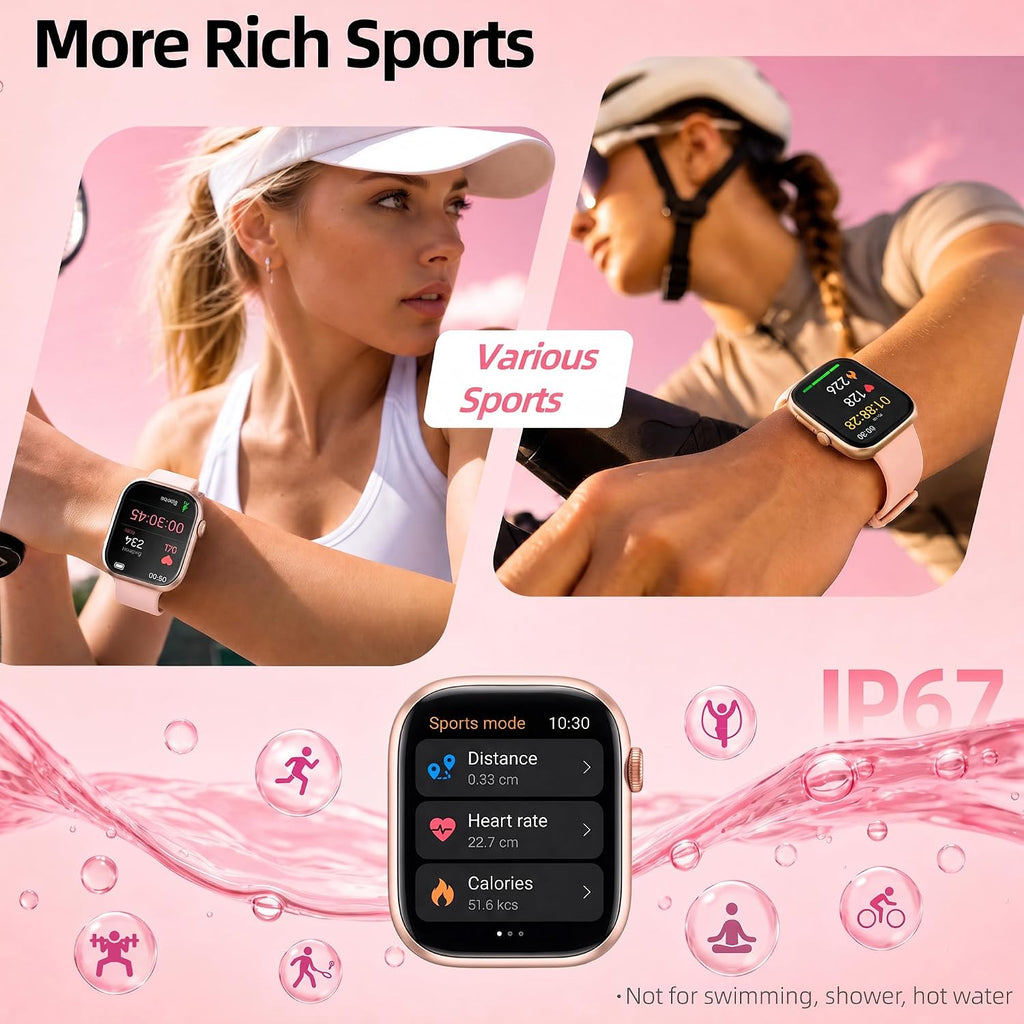 Smart Watch for Women, Bluetooth Answer/Make Calls, 1.83"HD Screen, 2 Bands