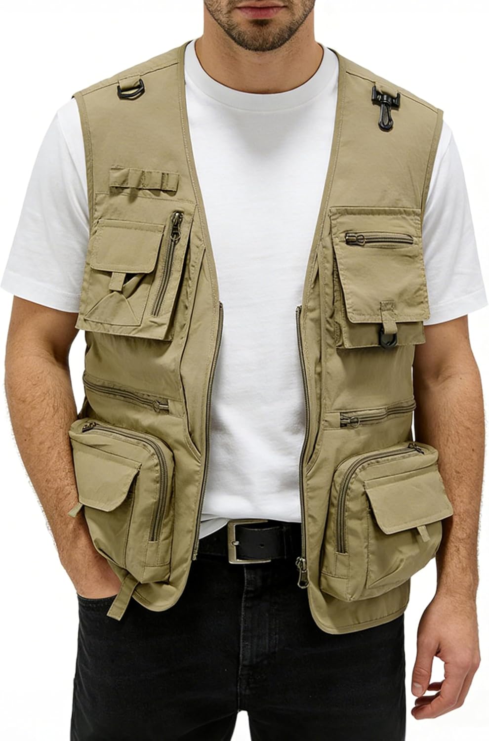 Men's Lightweight Mesh Fishing Vest Utility Outdoor Multi-Pocket Hunting Cargo Vest