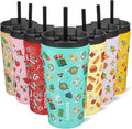 BJPKPK 18 oz Coffee Tumbler with Straw, Insulated Stainless Steel Cup