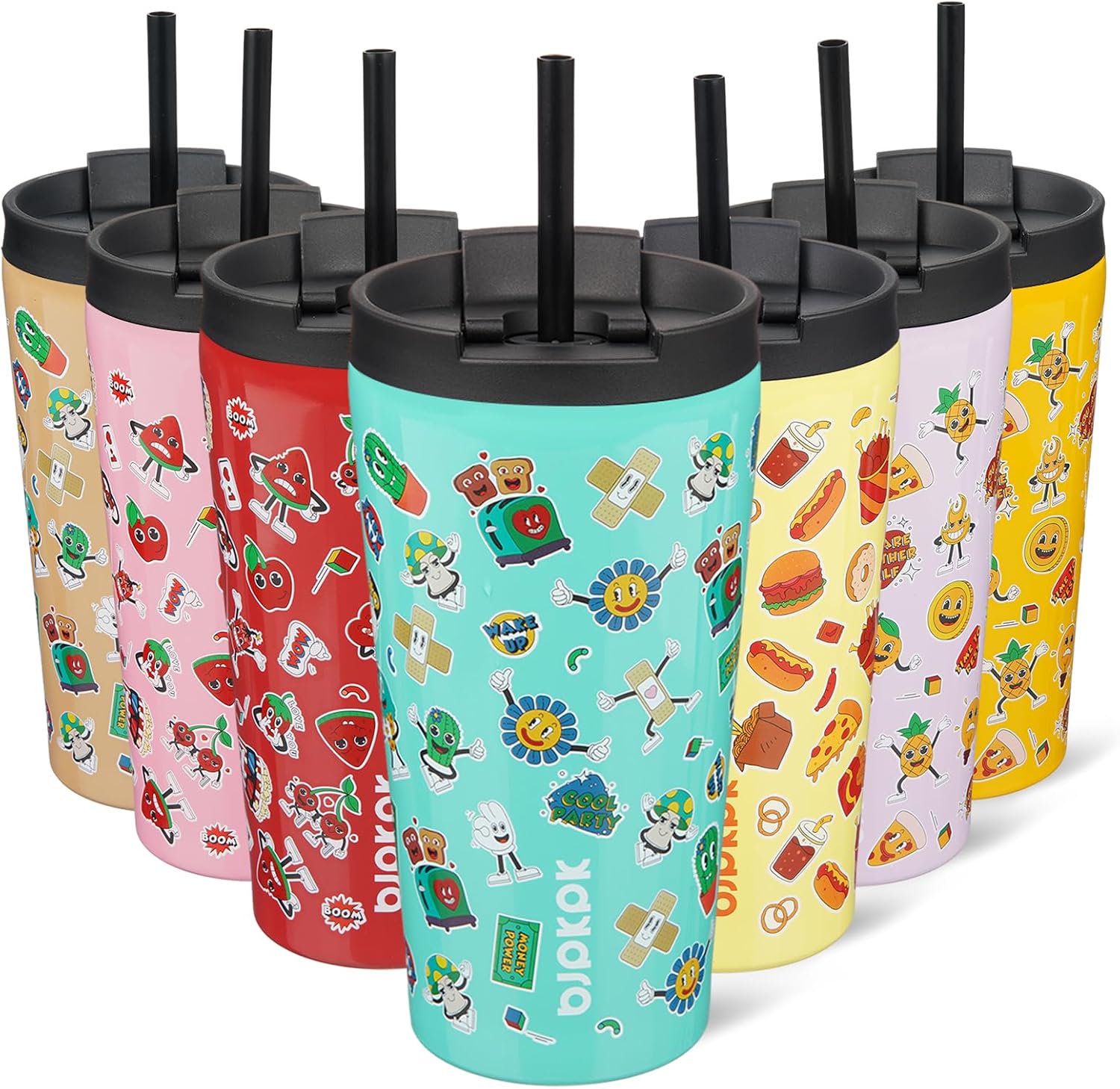 BJPKPK 18 oz Coffee Tumbler with Straw, Insulated Stainless Steel Cup