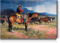 Renditions Gallery Canvas Animal Wall Art Modern Decorations Paintings Cloudy Outdoor Cowboy Abstract Vibrant Western Lifestyle Artwork Prints for Bedroom Office Kitchen - 12"x18" LT31