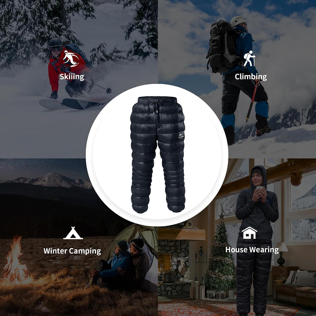 Naturehike Down Pants,Men's Women's Puffy Pants,Winter Warm Outdoor Men Women Ski Snow Pants,Camping Hiking Pants