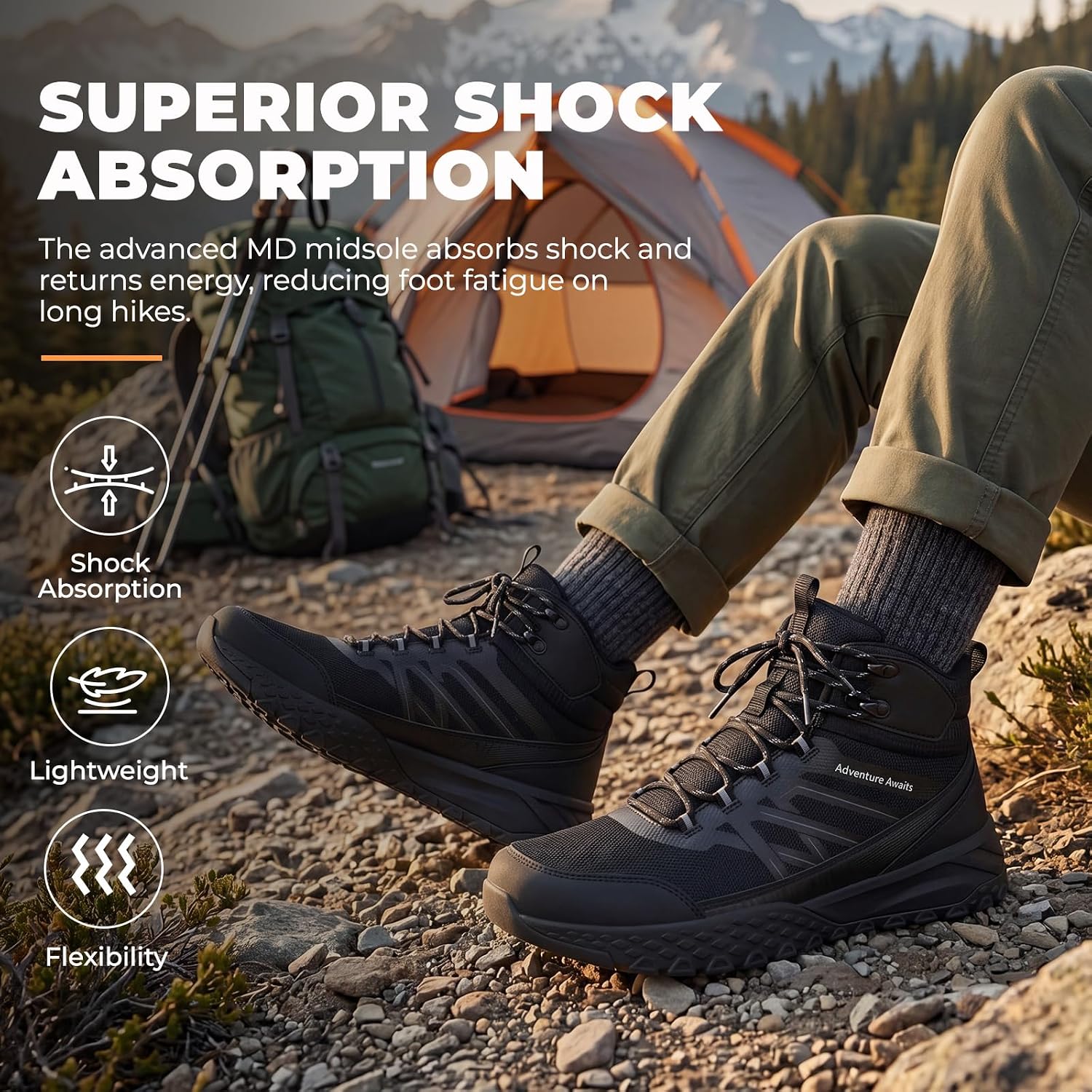 Men's Waterproof Hiking Boots - Trekking Shoes for Men, Outdoor Camping Mountaineering Backpacking Boots, All Terrain Hiking Trail Shoes