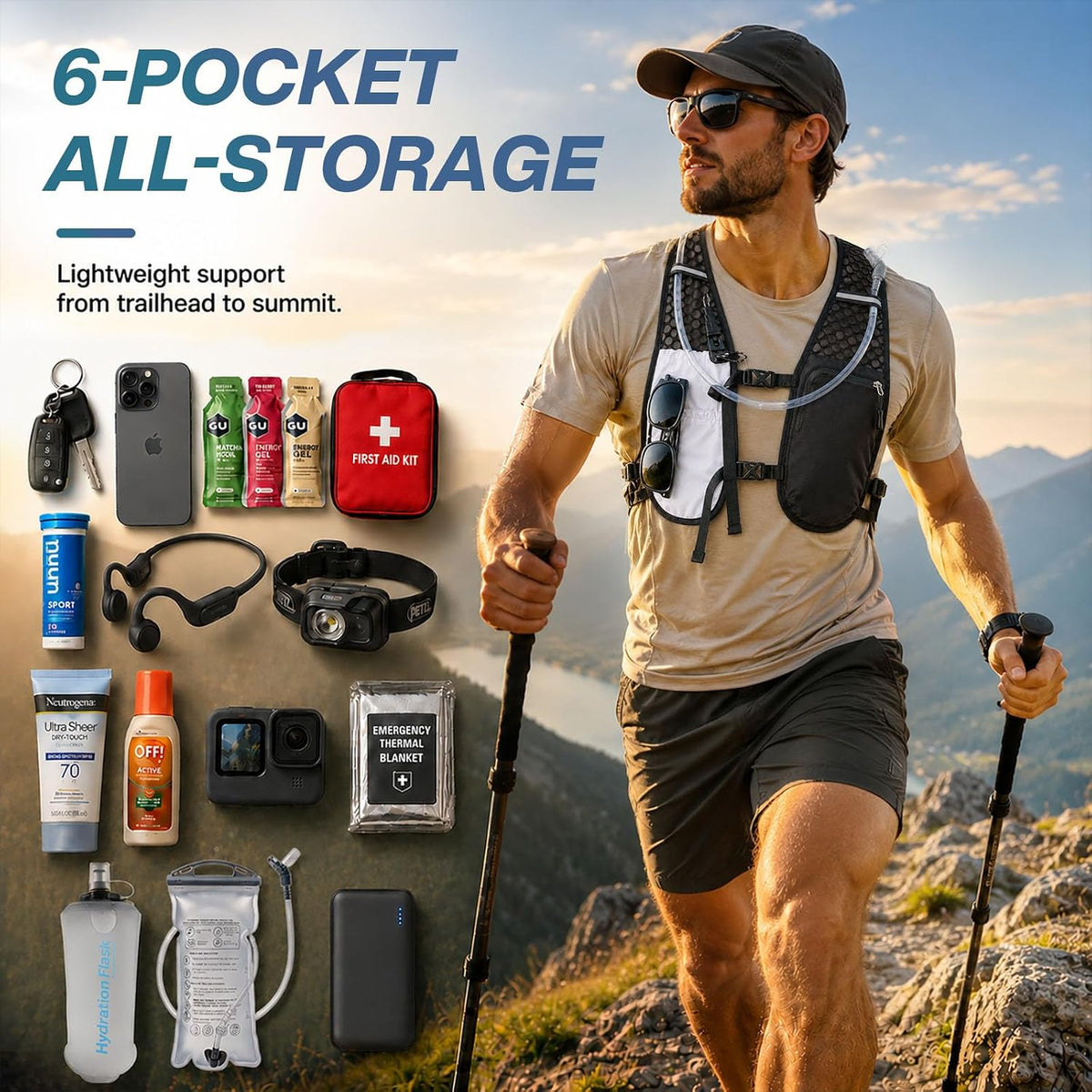 Running Vest with 2L Hydration Bladder Lightweight Pack