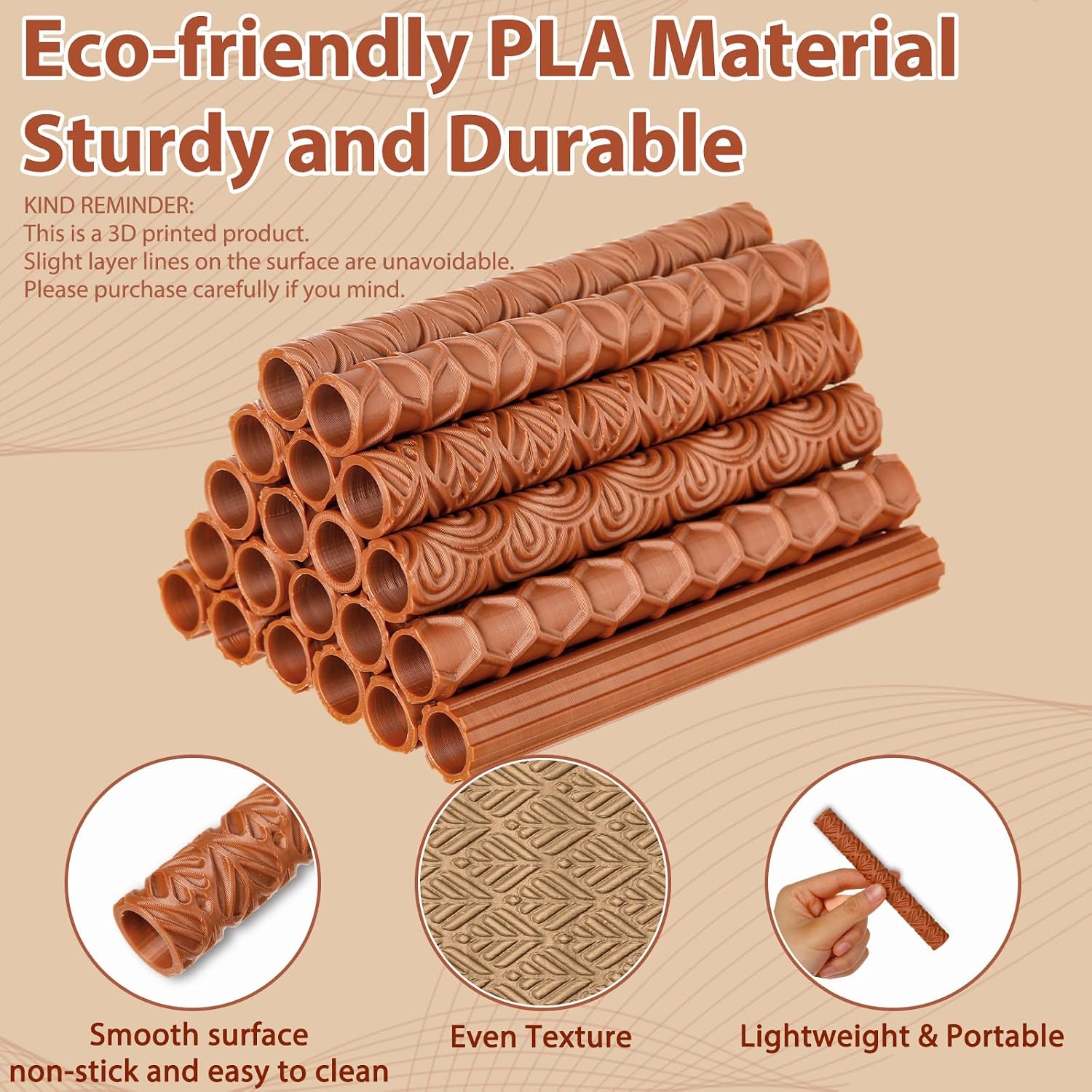 20 Pcs Clay Texture Rollers Set, 3D-Printed Clay Pottery Tools