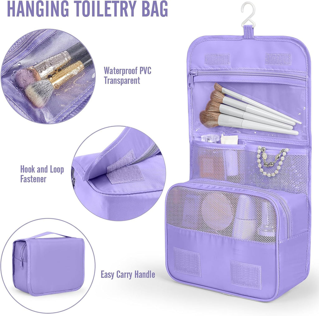 Veken 8 Set Packing Cubes for Travel Essentials,Anti-Wrinkle Buckled Suitcase Organizer for Shoe & Toiletry Bag,Carry On Luggage Bag with 99+ Count Mesh Holes for Airplane & College Dorm Accessories