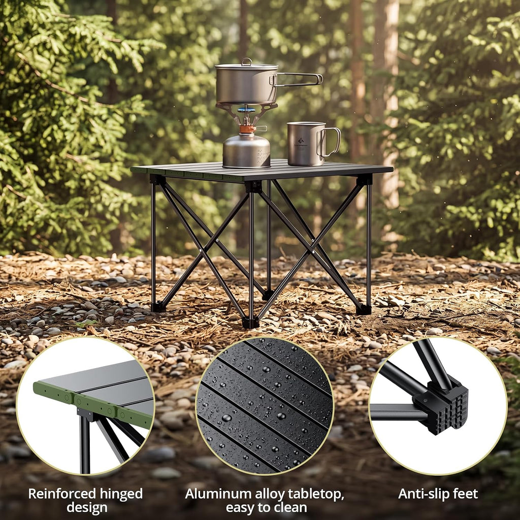Anbte Small Folding Camping Table, Ultralight Aluminum, 44 lb Capacity