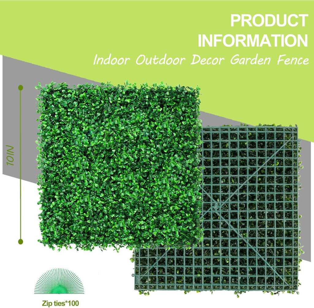 AOKIIE 10"x10" 12Pcs Artificial Grass Wall UV-Anti Boxwood for Outdoor