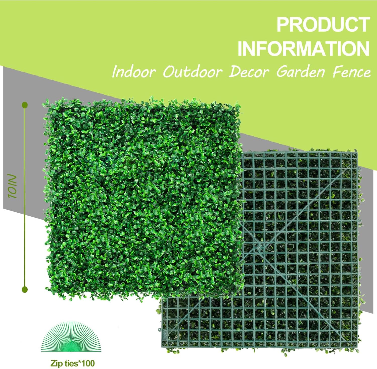 AOKIIE 10"x10" 12Pcs Artificial Grass Wall UV-Anti Boxwood for Outdoor