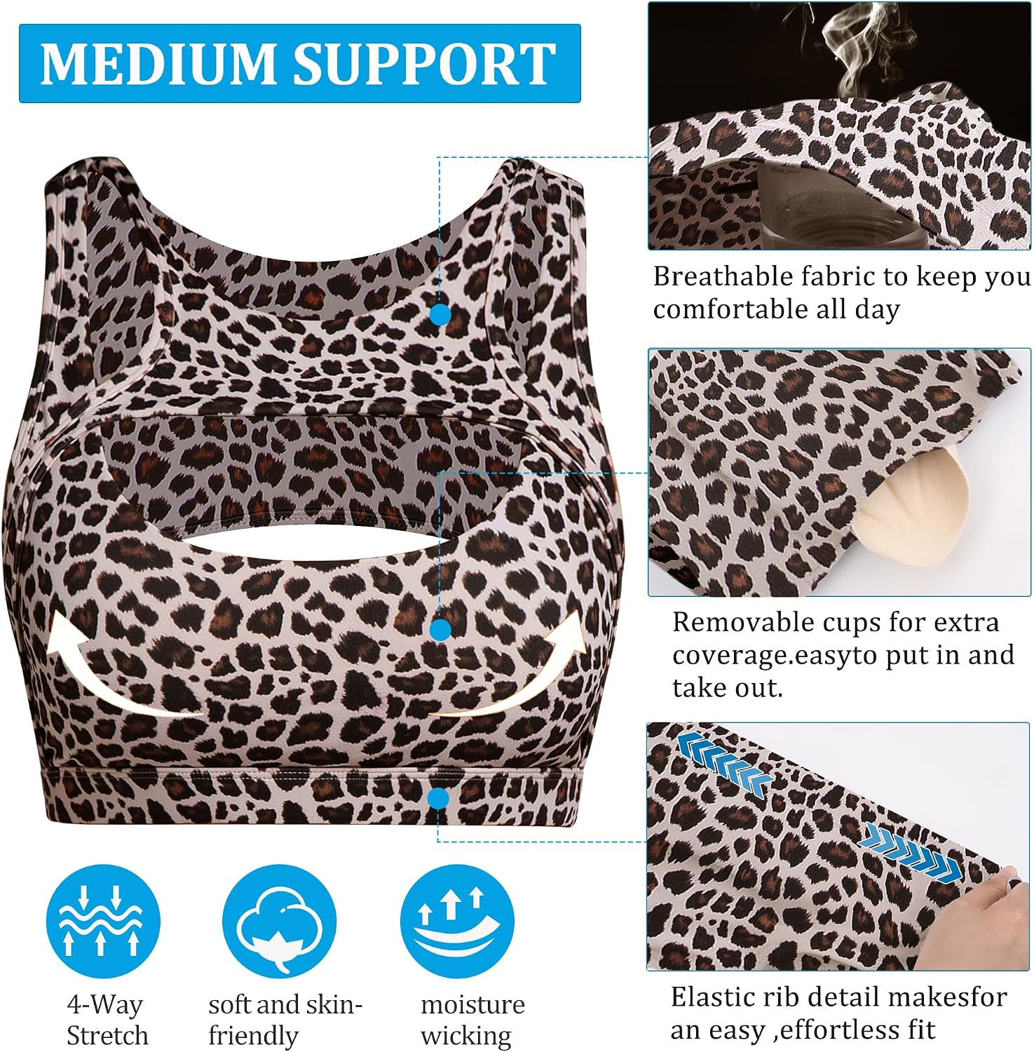 Betaven Push up Sports Bra for Women Sexy Hollow Crop Tops with Removable Cups Workout Fitness Yoga Bra Medium Support