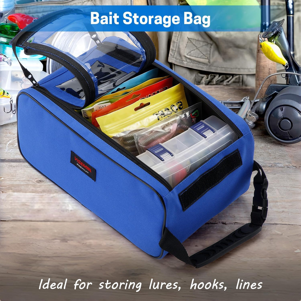 VISEMAN Fishing Tackle Bag, Waterproof Bait Storage Bag, Tackle Organizer