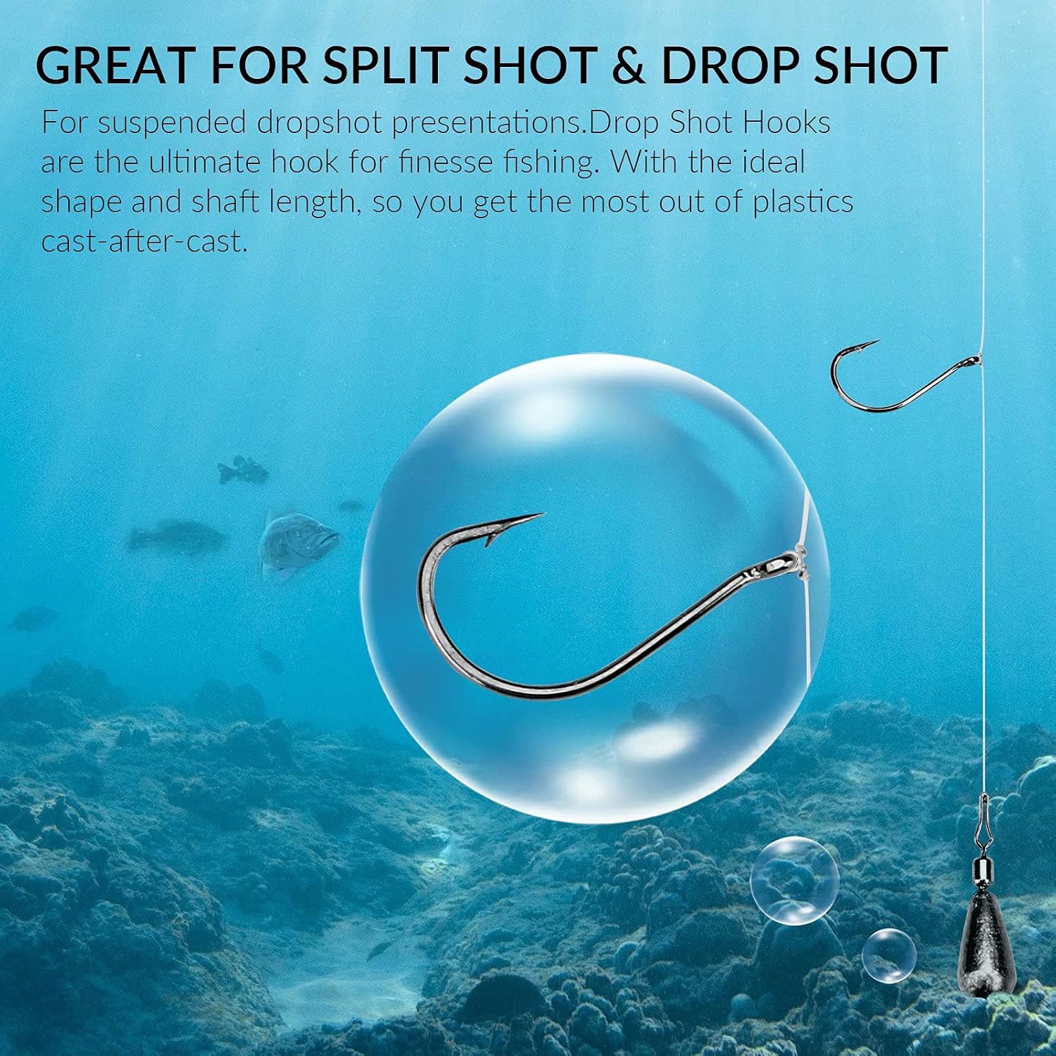 thkfish 50Pcs/100Pcs/Box Fishing Hooks Drop Shot Hooks Wacky Worm Fish Hooks Size #3#2#1 1/0 2/0 Offset Circle Hooks for Fishing