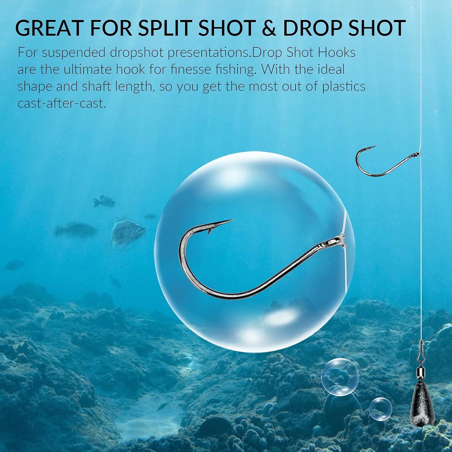 thkfish 50Pcs/100Pcs/Box Fishing Hooks Drop Shot Hooks Wacky Worm Fish Hooks Size #3#2#1 1/0 2/0 Offset Circle Hooks for Fishing