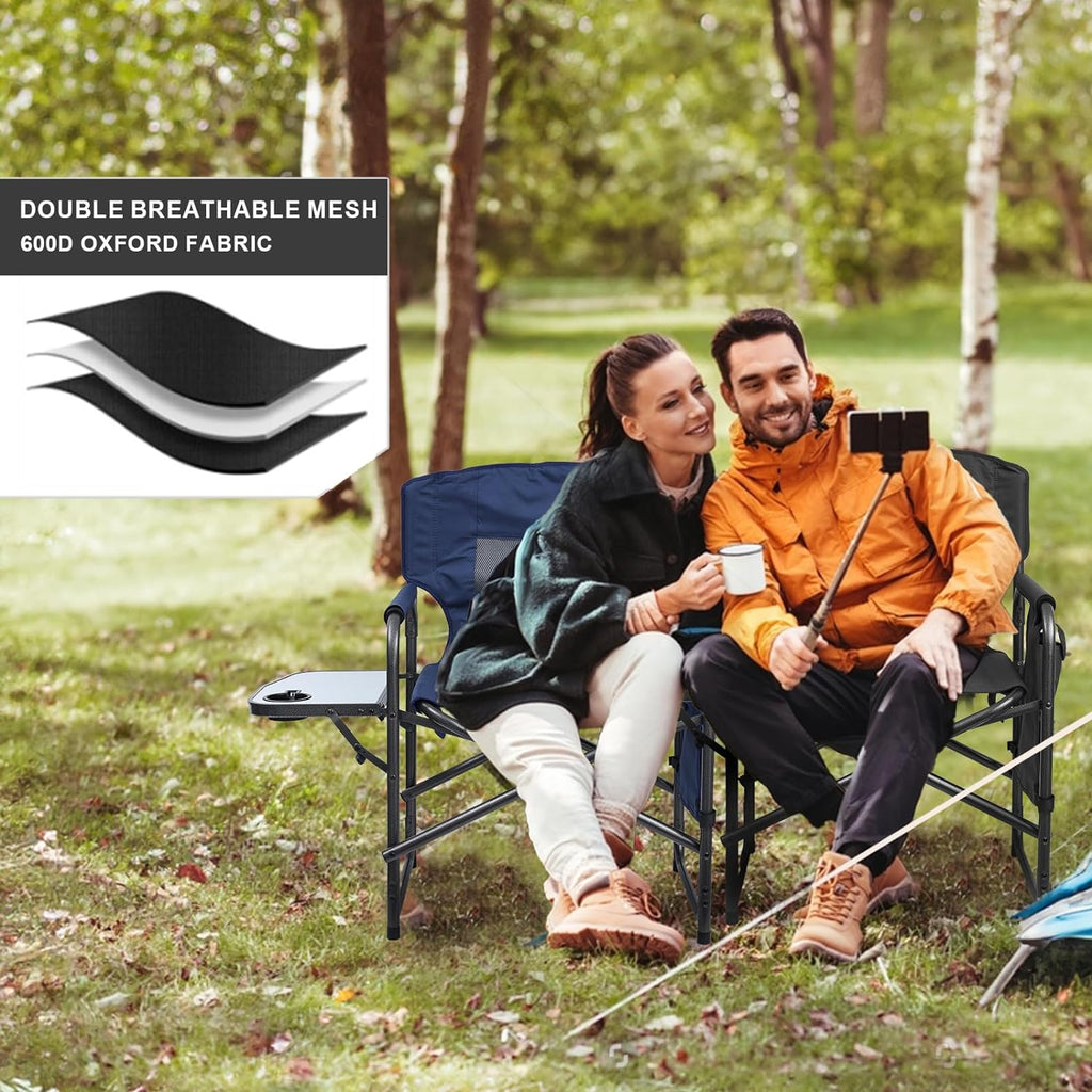 Yestomo Camping Chairs, Folding Chairs for Outside, Directors Chairs Foldable Adults Heavy Duty,Support to 450LBS