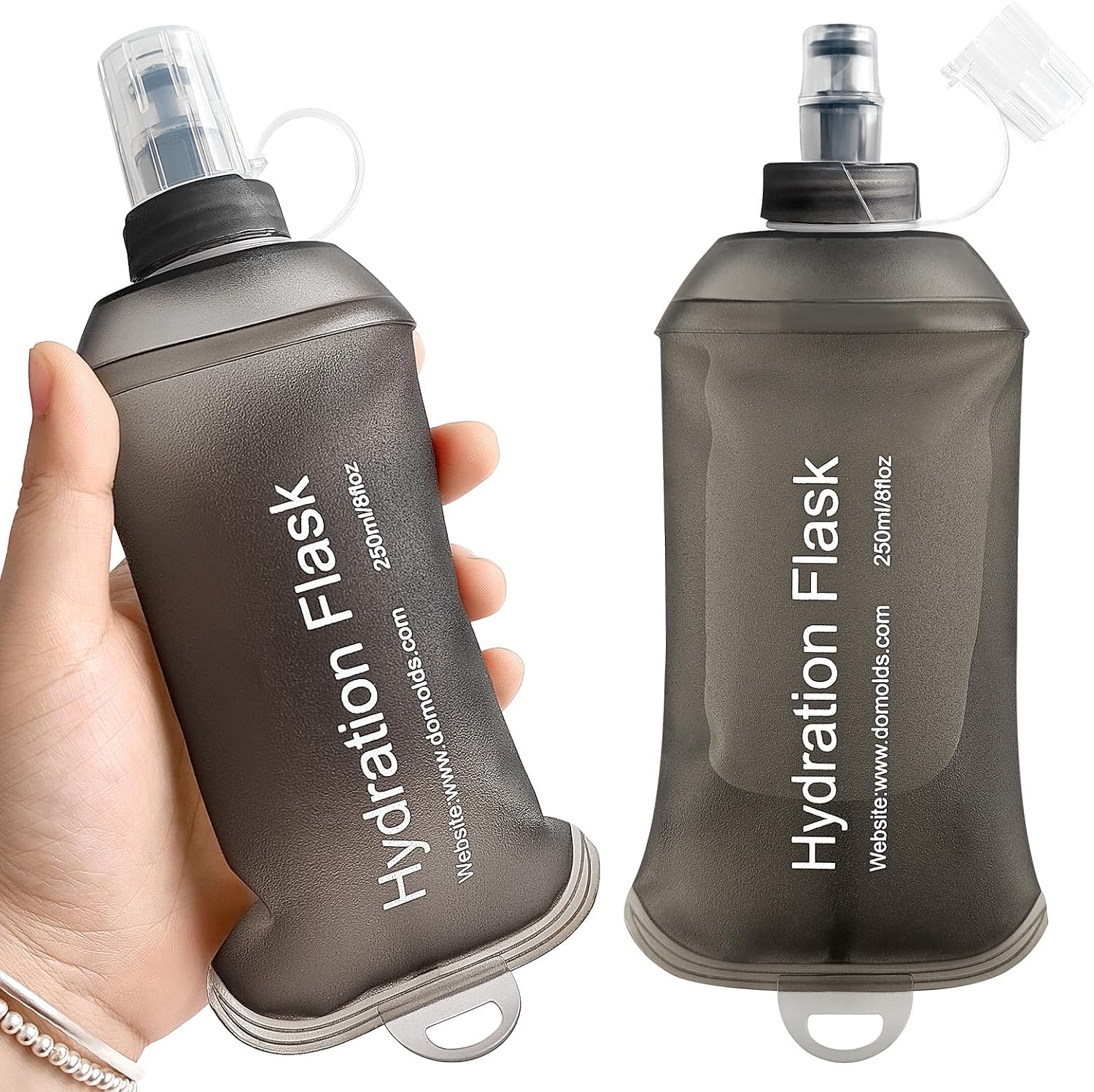 GUYI GYGYL Soft Flask Collapsible Water Bottle for Sports, 250ml Grey 2pcs