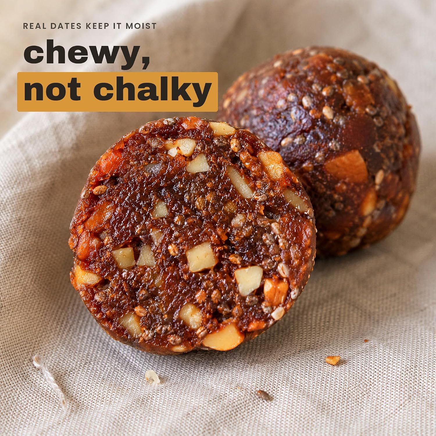 DATI Date Bites, High Fiber Healthy Snack, No Added Sugar, Ginger Turmeric