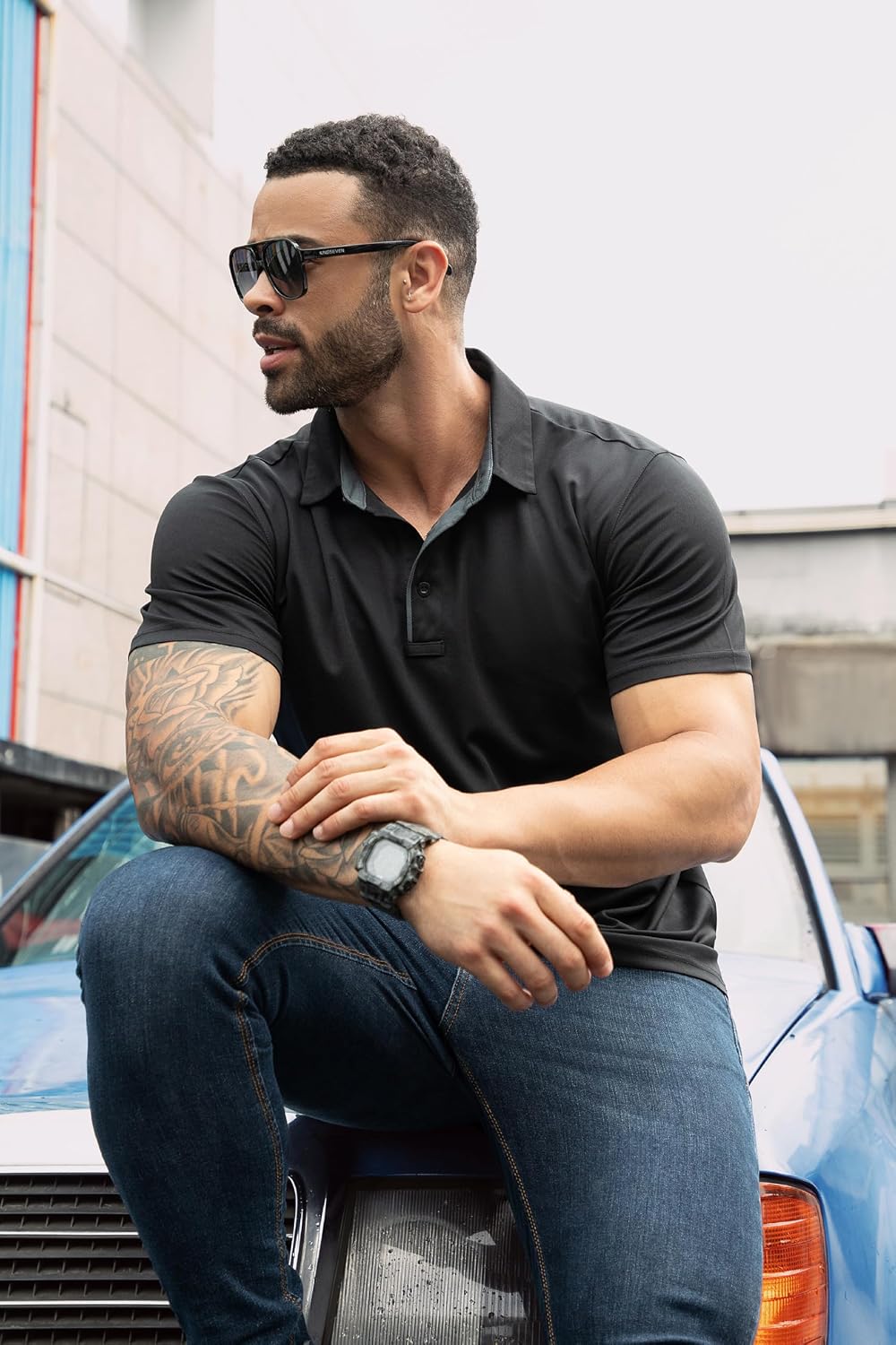 3 Pack Mens Golf Polo Shirt Short Sleeve Quick Dry Moisture Wicking