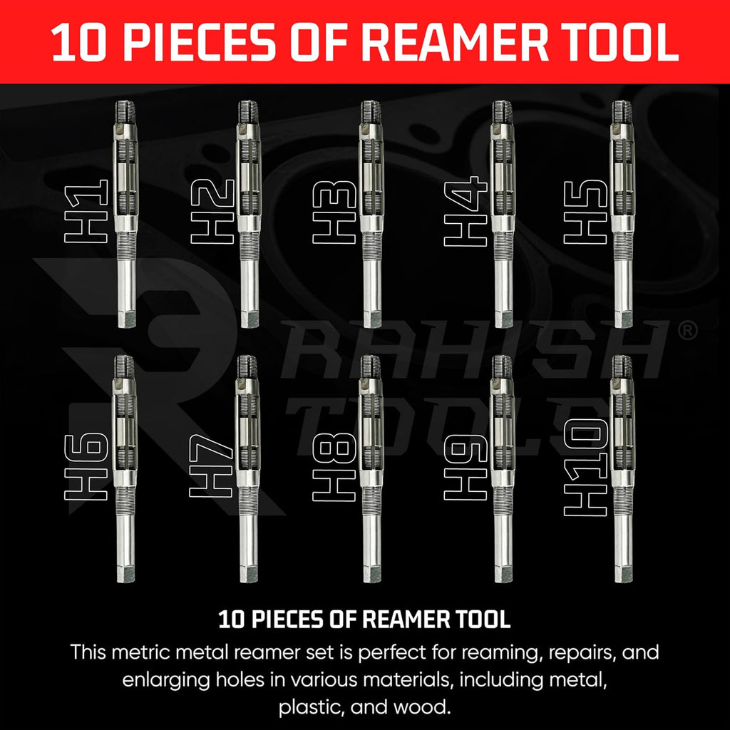 Adjustable Hand Reamer H1-H10 for Metal & Wood Repairs, 3/8" to 15/16"