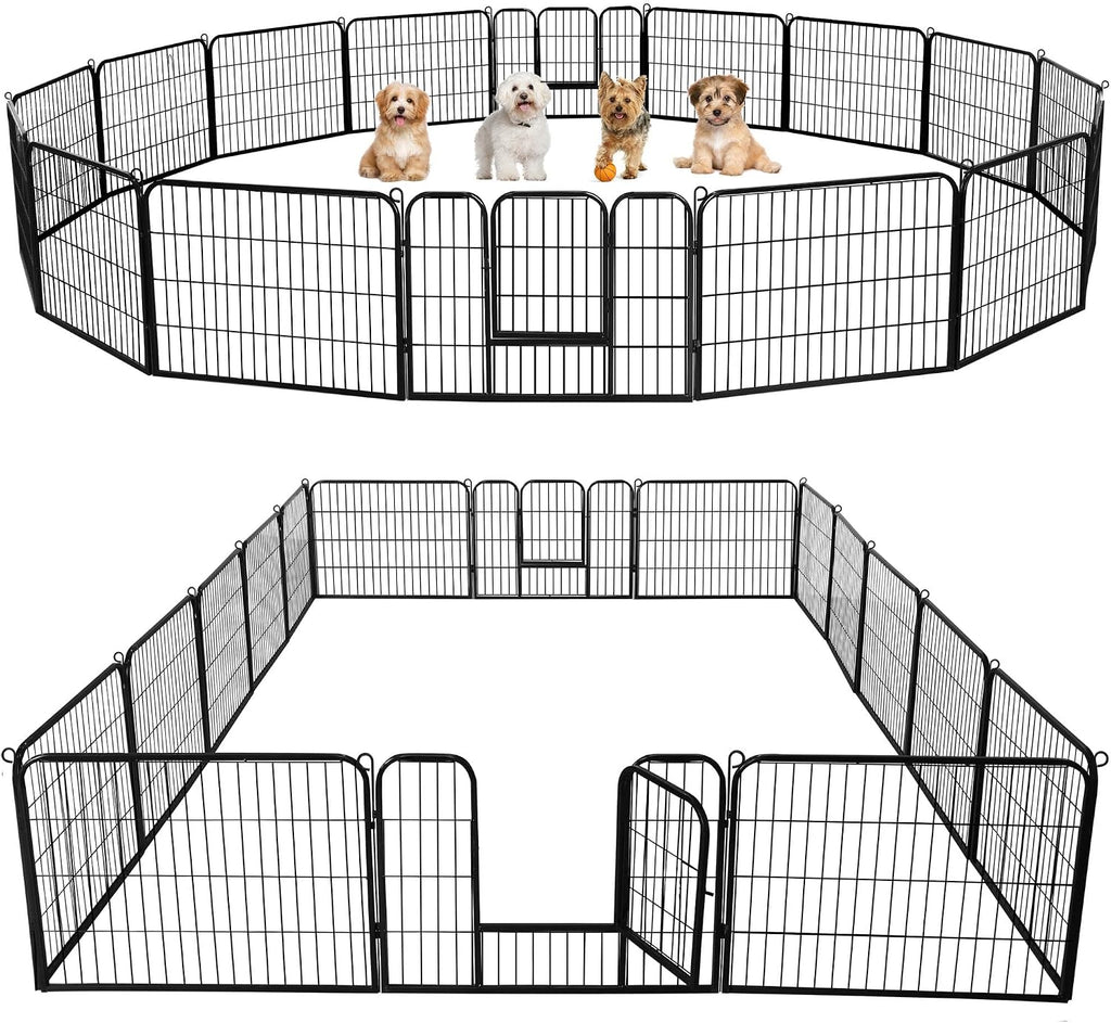 Yaheetech Dog Playpen 24in 16 Panels Pet Fence for Indoor Yard RV Camping