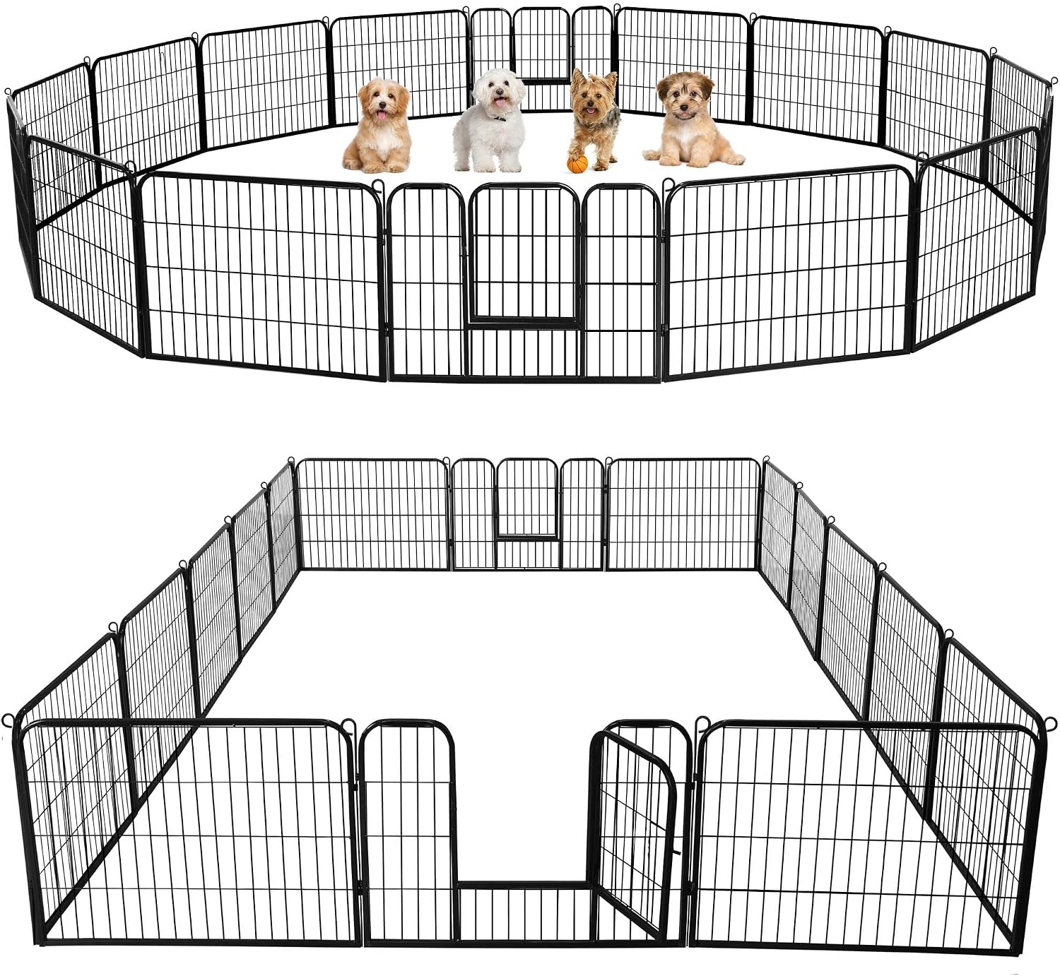 Yaheetech Dog Playpen 24in 16 Panels Pet Fence for Indoor Yard RV Camping