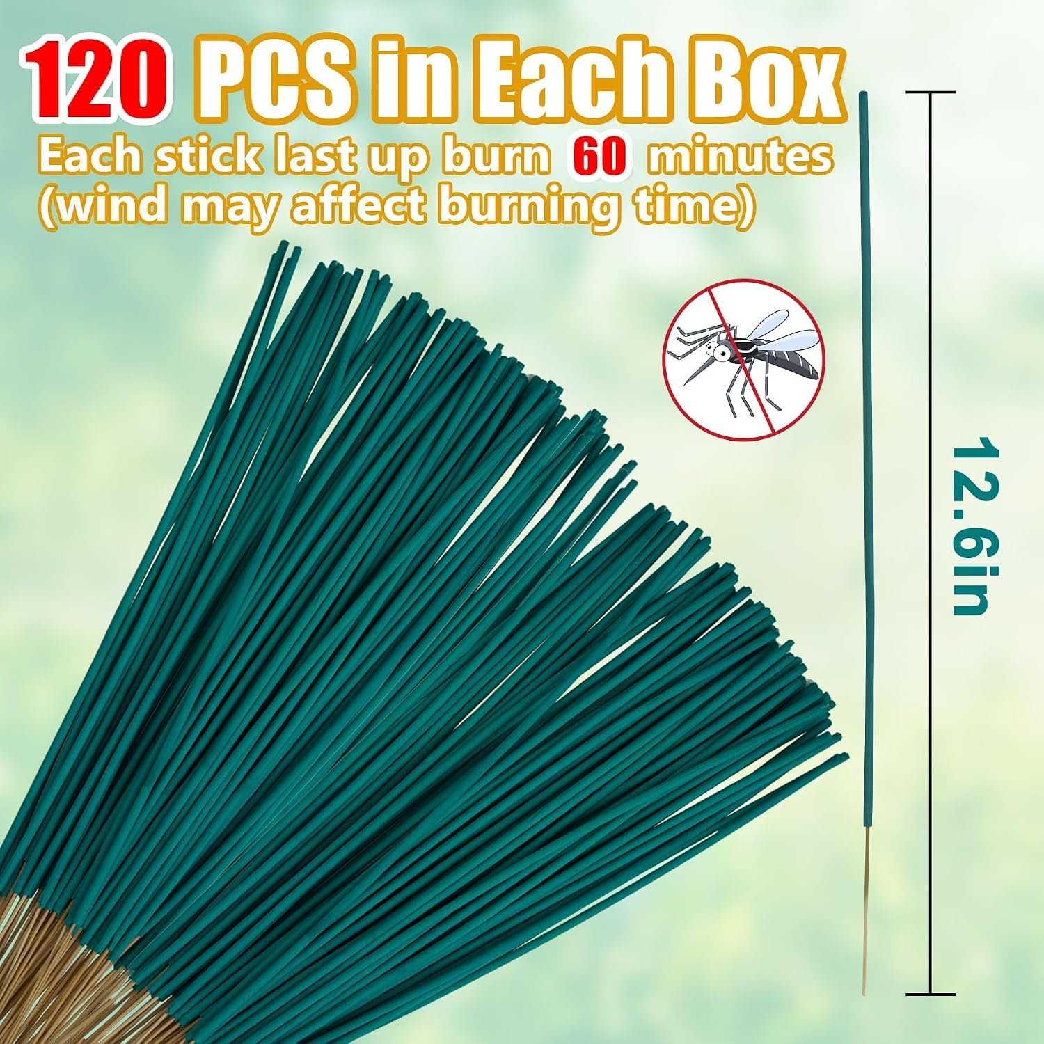 120 Pcs Mosquito Repellent, Citronella Oil Incense Sticks for Patio Camping