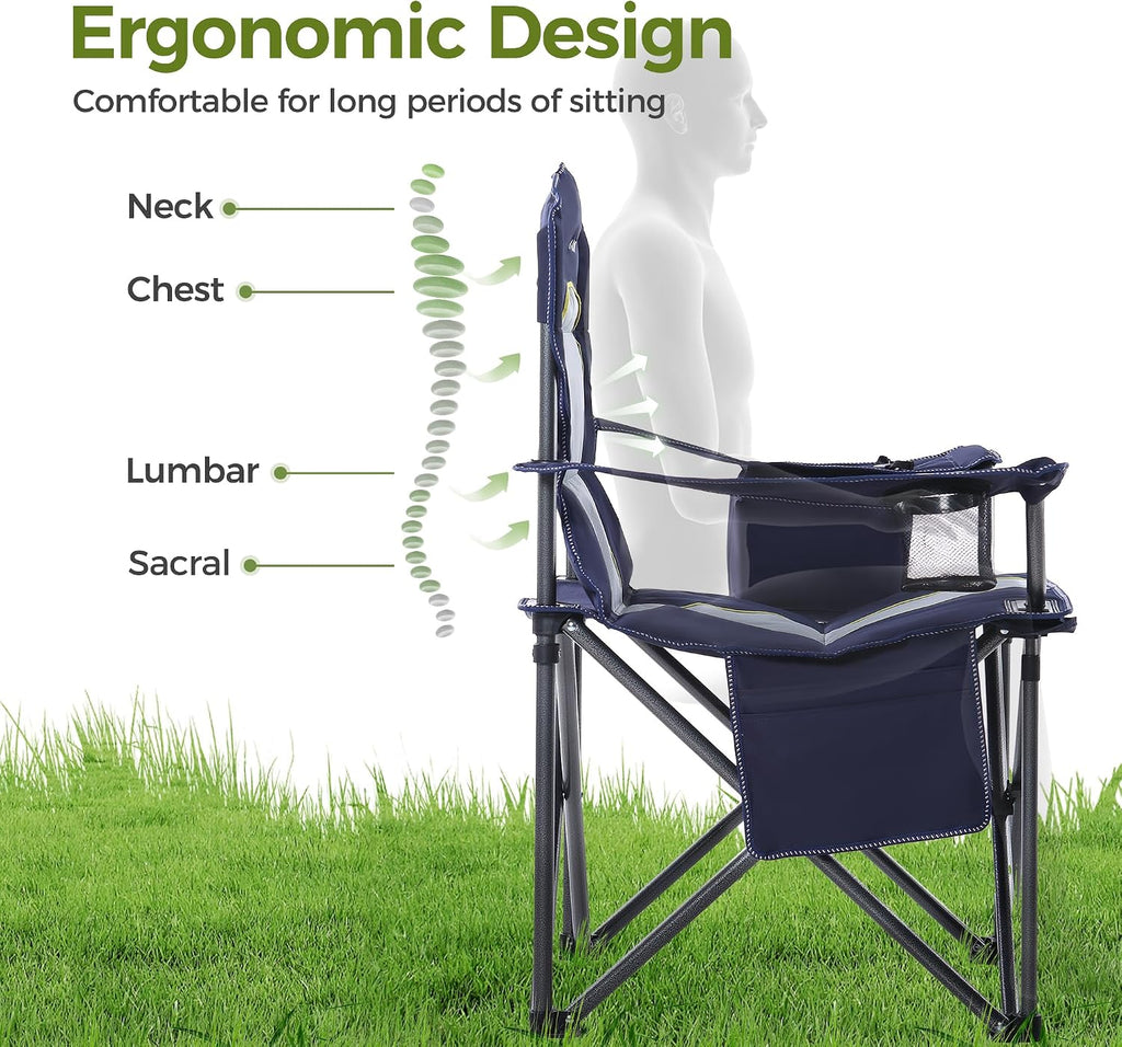 ALPHA CAMP Oversized Fully Padded Camping Chairs with Lumbar Support