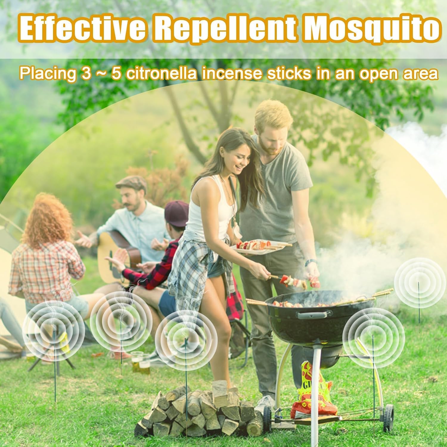 120 Pcs Mosquito Repellent, Citronella Oil Incense Sticks for Patio Camping