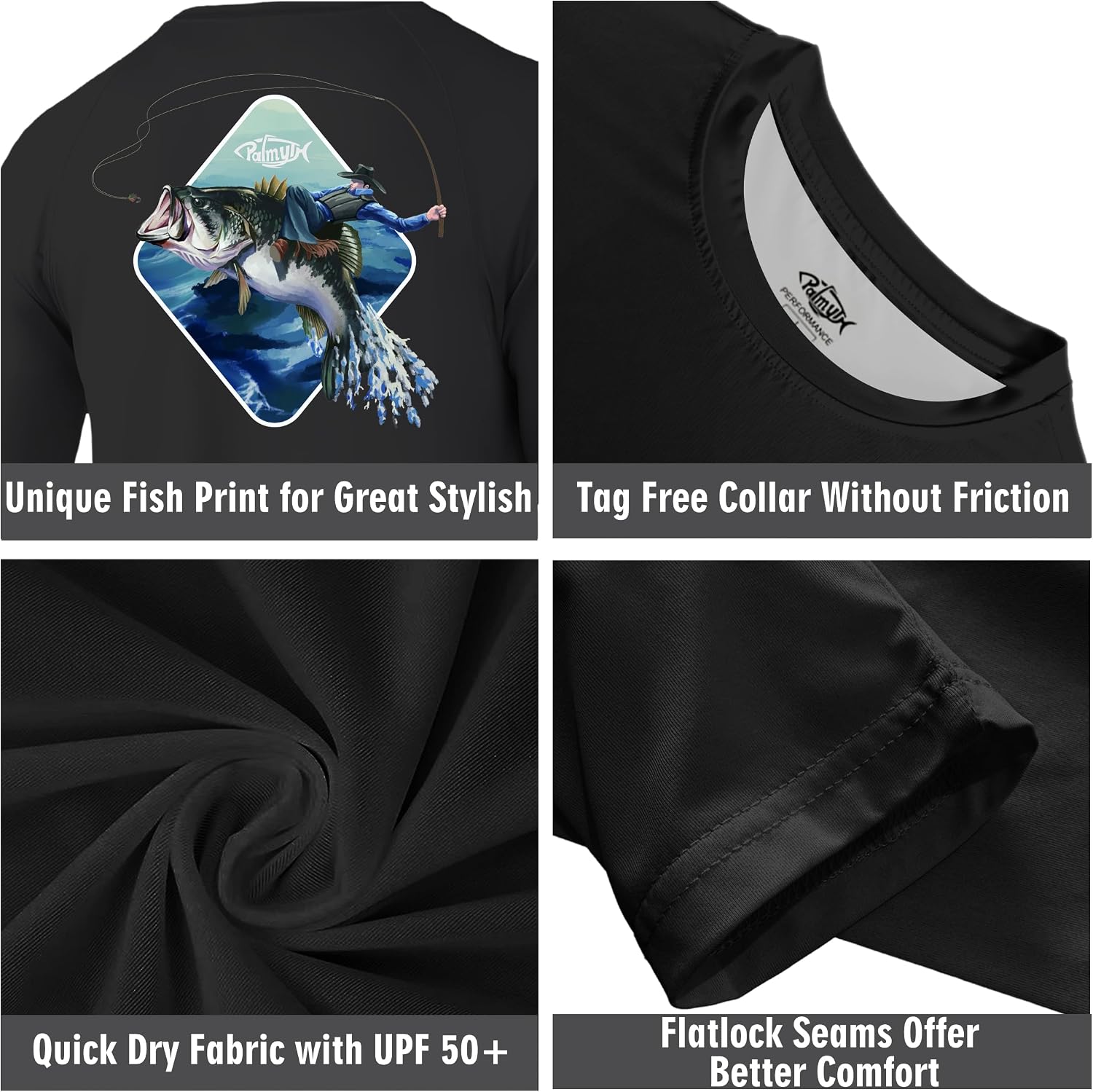 Palmyth Fishing Shirts for Men Long Sleeve UPF 50+ T Shirt Sun Protection