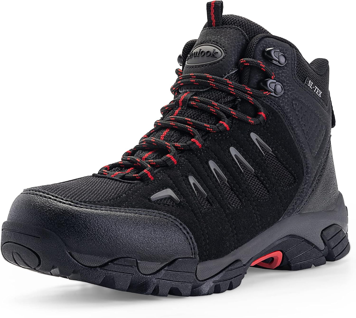 SHULOOK Men's Waterproof Hiking Boots Non-Slip Lightweight Mid Top Ankle Boot Breathable Hiker Trekking Shoes