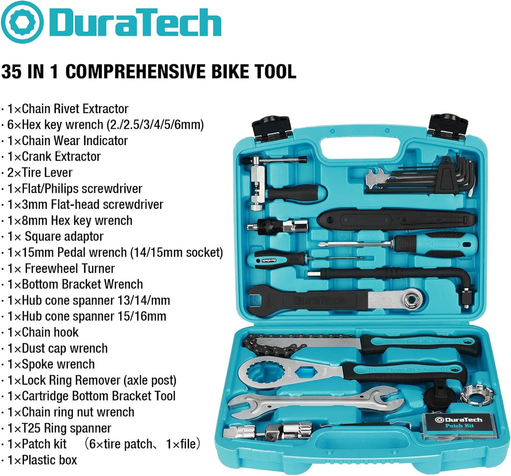 DURATECH 35PC Bike Repair Tool Kit with Carry Storage Case