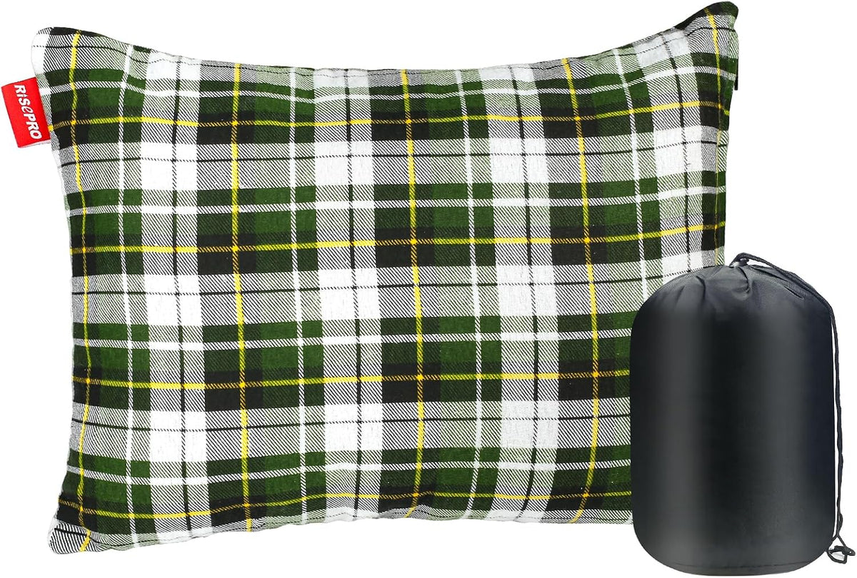Outdoor Camping Pillow Lightweight, Compressible, Flannel Travel Pillow Cases, Washable Removable Pillow Cover Camping and Backpacking Blue