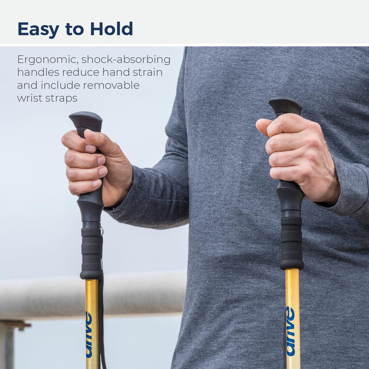Drive Medical Summit Adjustable Nordic Walking Poles, Mountain Print