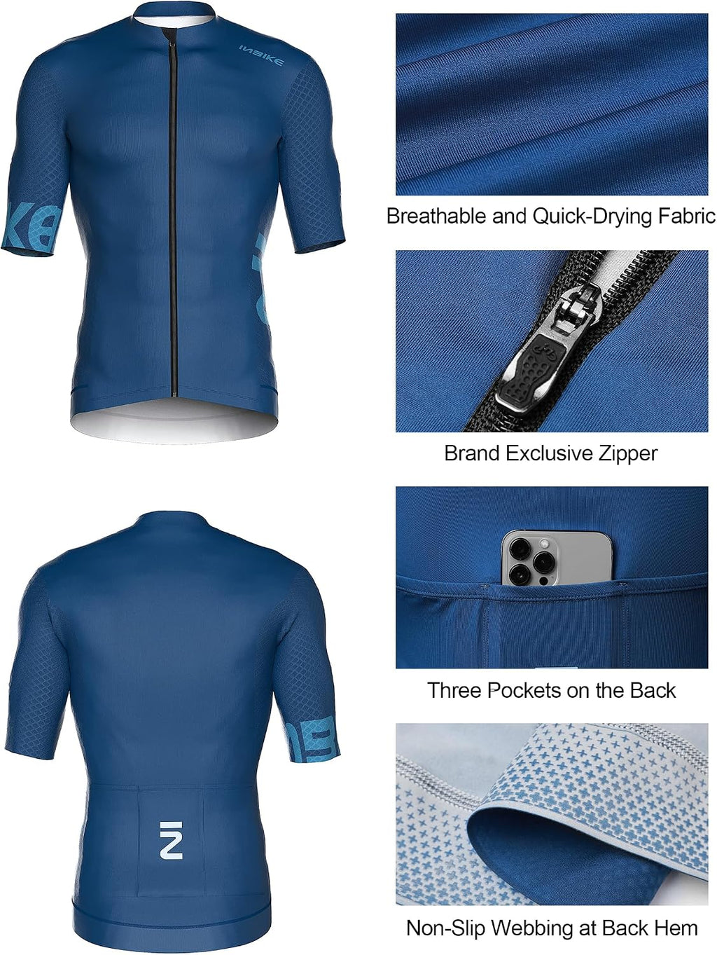 INBIKE Men's Cycling Jersey Set Quick-Dry Bike Shirts with Padded Shorts