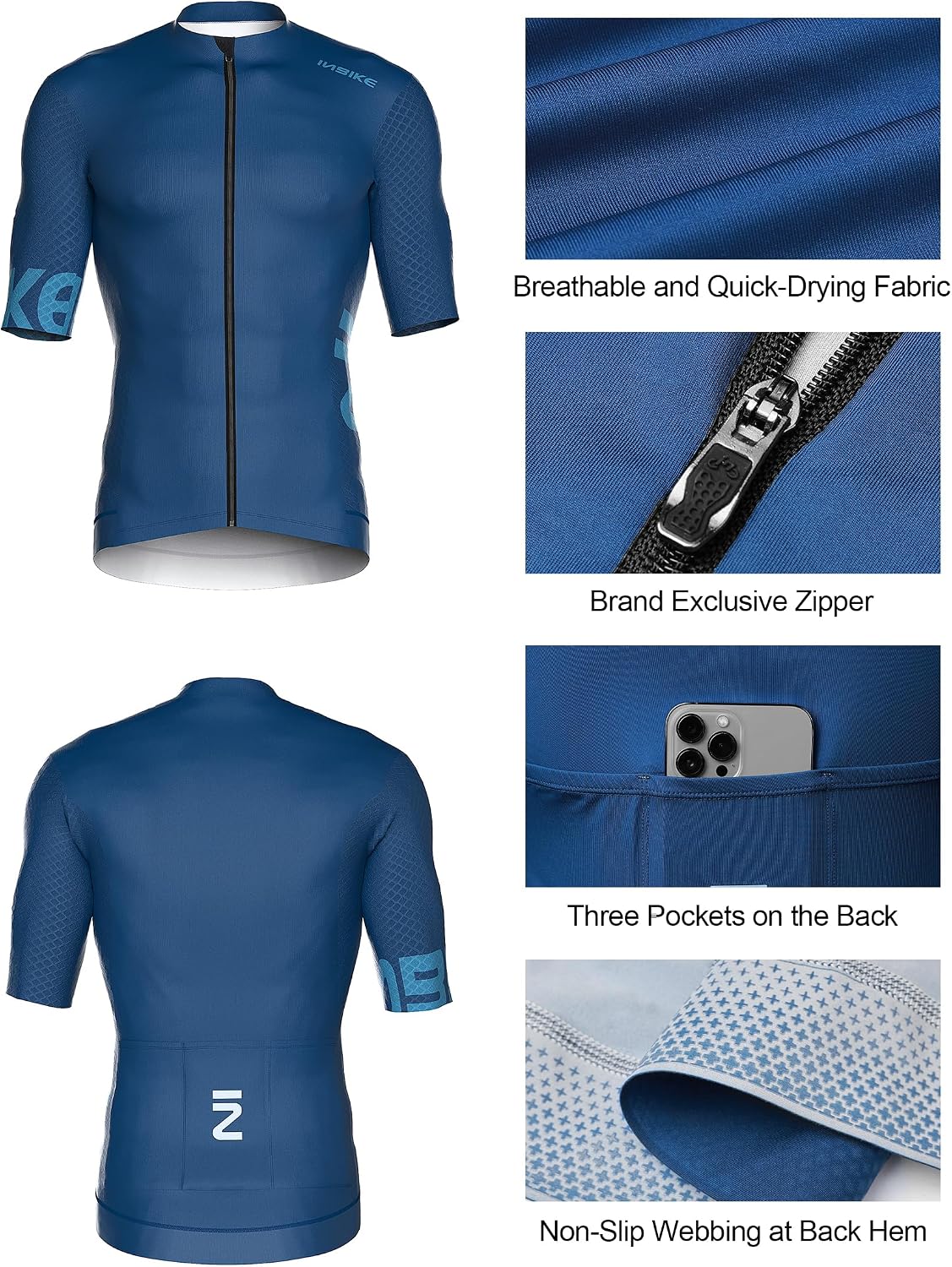 INBIKE Men's Cycling Jersey Set Quick-Dry Bike Shirts with Padded Shorts