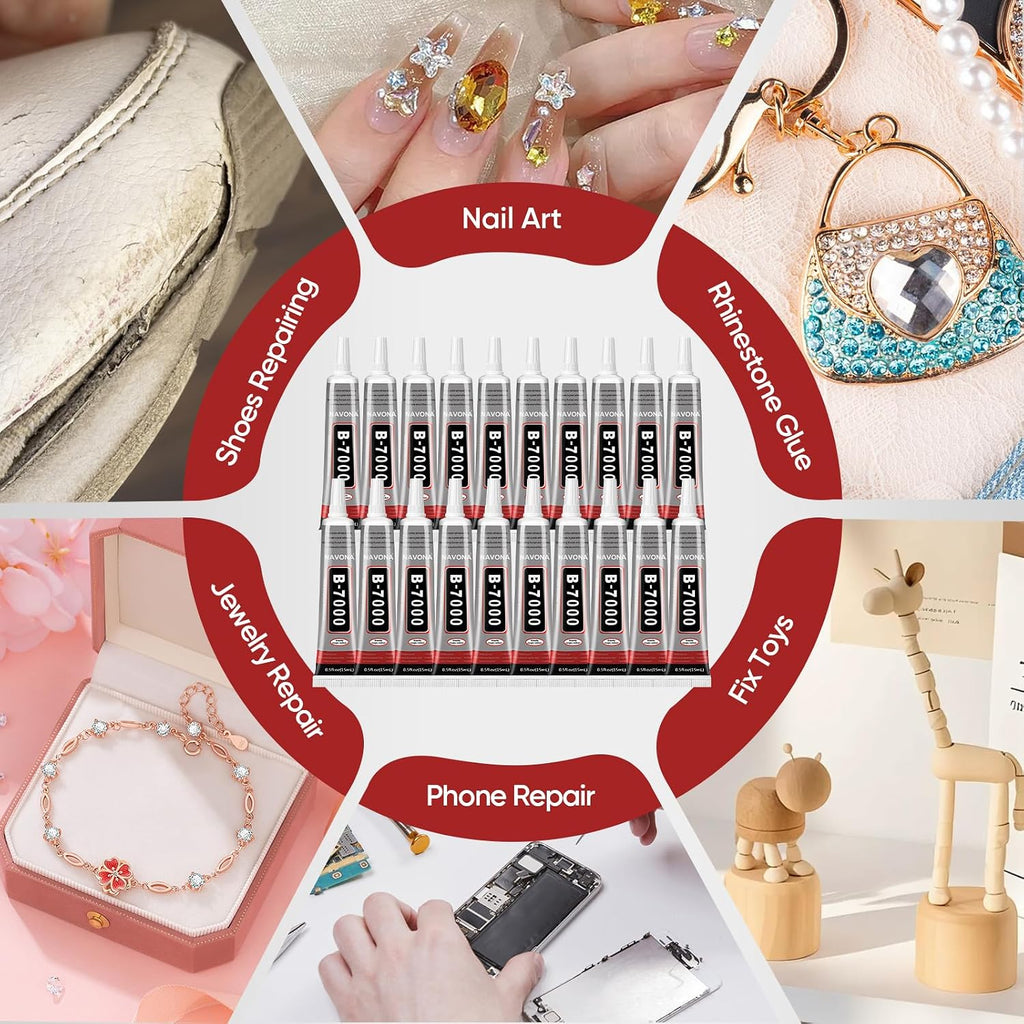 50 PCS 15ml B7000 Rhinestone Glue Clear, Bedazzling Glue for Craft, Jewelry