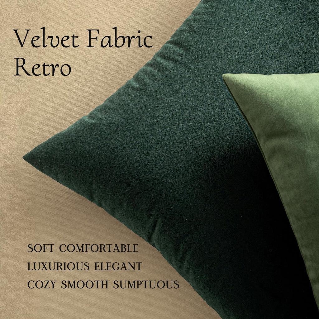 MIULEE Velvet Throw Pillow Covers 18x18 Inch Pack of 2 Army Green