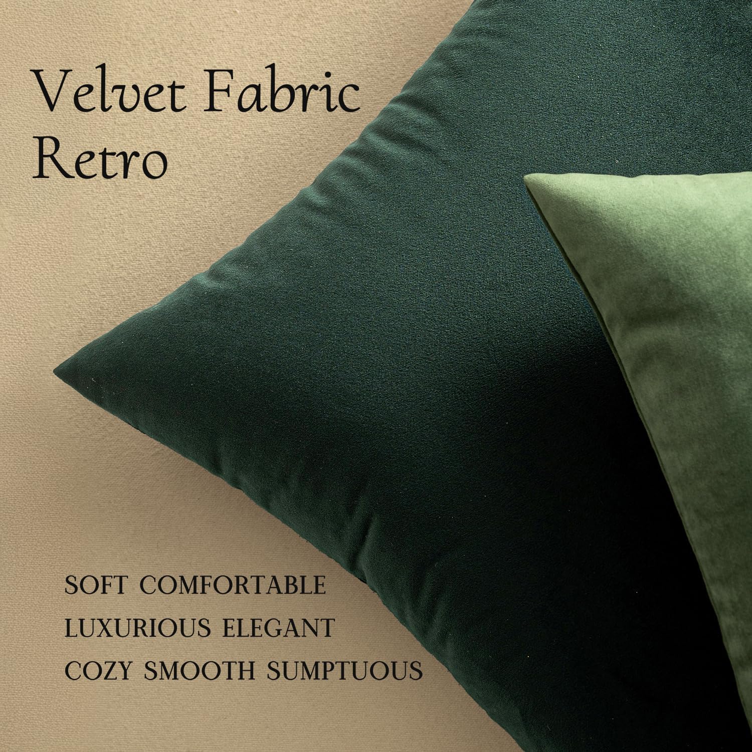 MIULEE Velvet Throw Pillow Covers 18x18 Inch Pack of 2 Army Green
