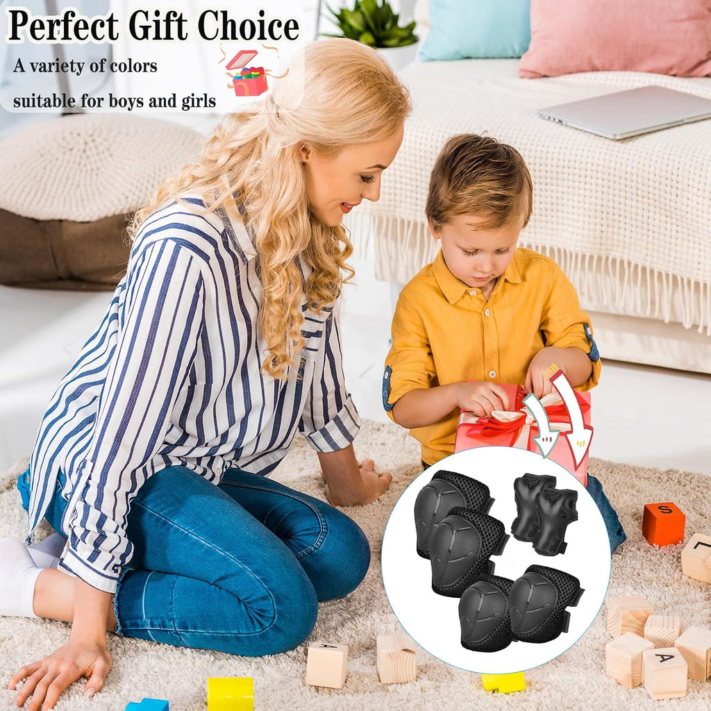 Kids/Youth Knee Pads and Elbow Pads Set for Kids 3-14 Years Boys Girls Protective Gear Set Adjustable Knee Pads, Elbow Pads, Wrist Guards Skateboard Skating Skiing Cycling Biking Running Scooter