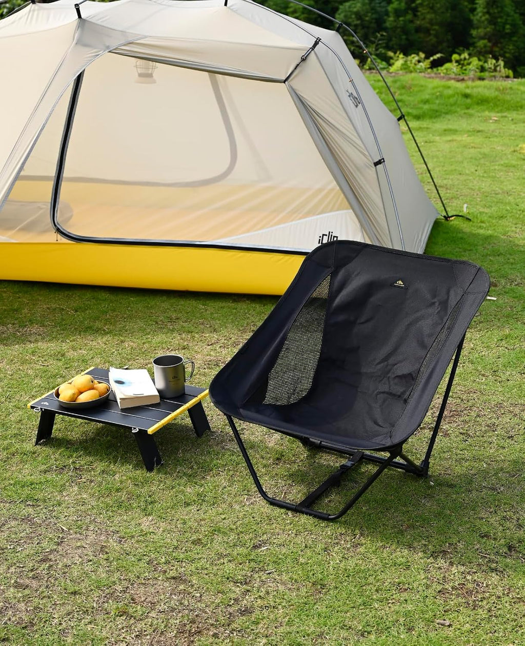 iClimb Ultralight Compact Mini Beach Picnic Folding Alu. Table with Carry Bag, Two Size (Black - S)