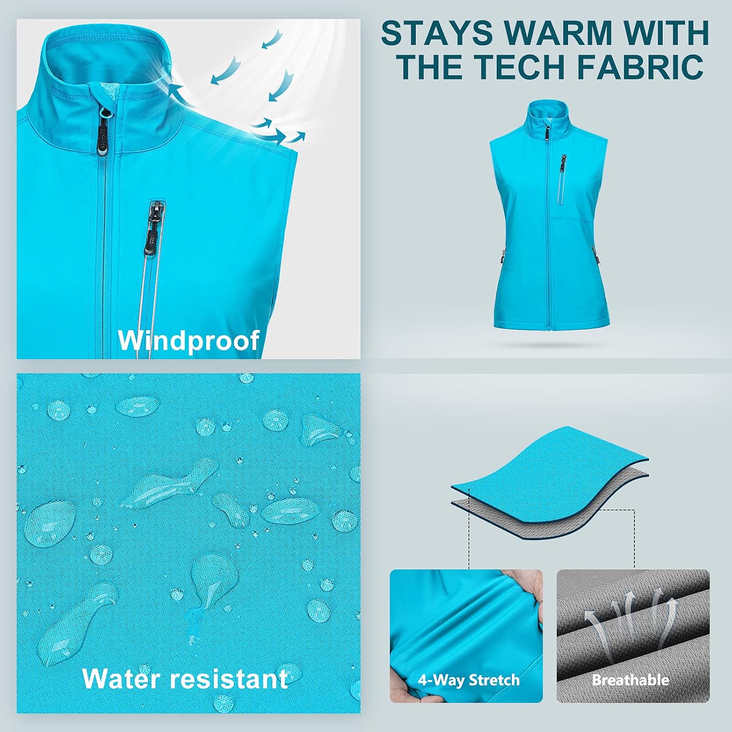 33,000ft Women's Lightweight Running Vest with 6 Pockets for Travel Golf