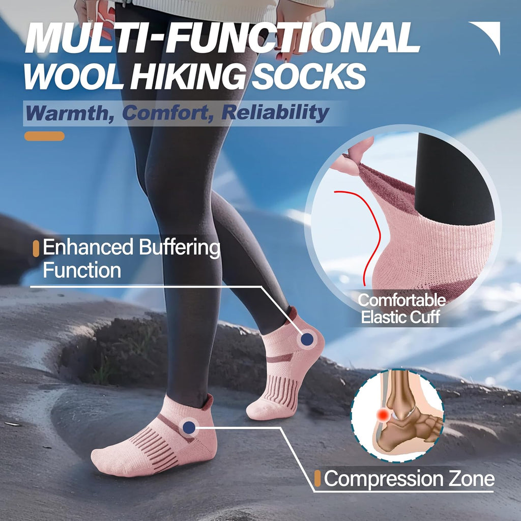 Anlisim Merino Wool Ankle Running Hiking Socks for Women and Men