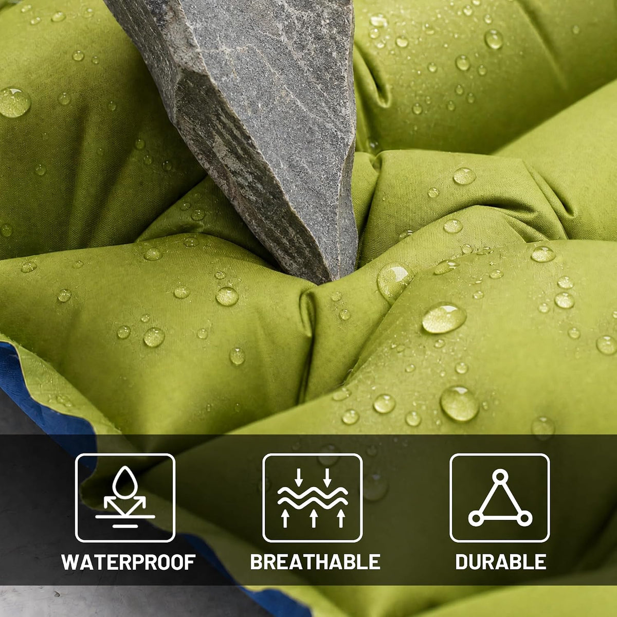 Overmont Ultralight Camping Sleeping Pad with Pillow, Built-in Foot Pump