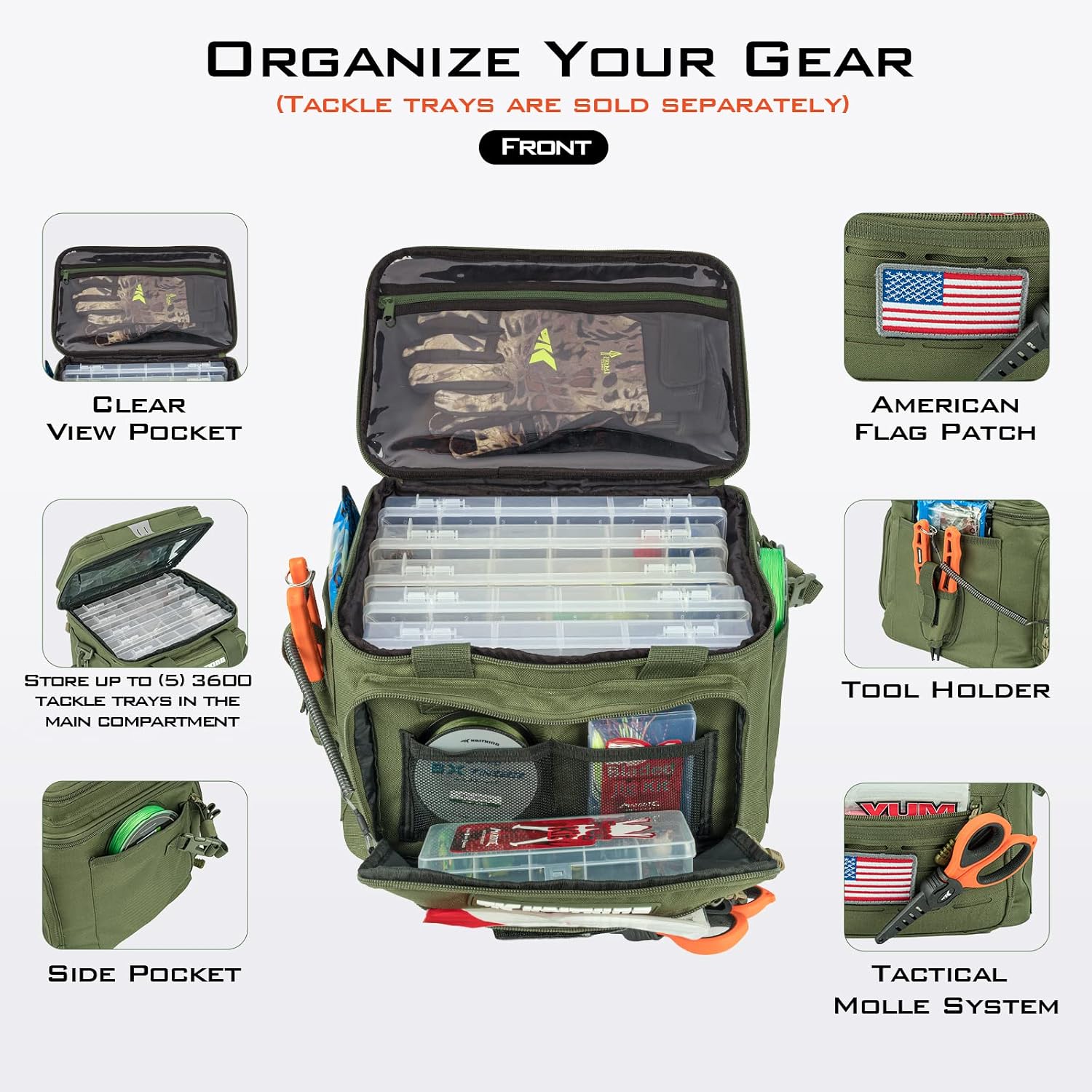KastKing KarryAll Fishing Tackle Bag, Saltwater & Freshwater Gear Storage