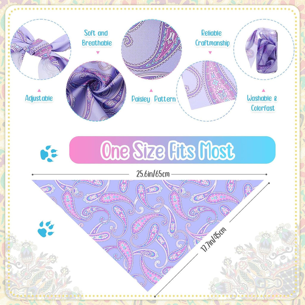 Sanwuta 100 Pcs Summer Paisley Hawaiian Dog Bandana Bulk Pet Triangle Scarf Bibs Bandanas for Dog Washable Kerchief Adjustable Grooming Supplies for Small Medium Large Seasonal Cat Costume Accessories