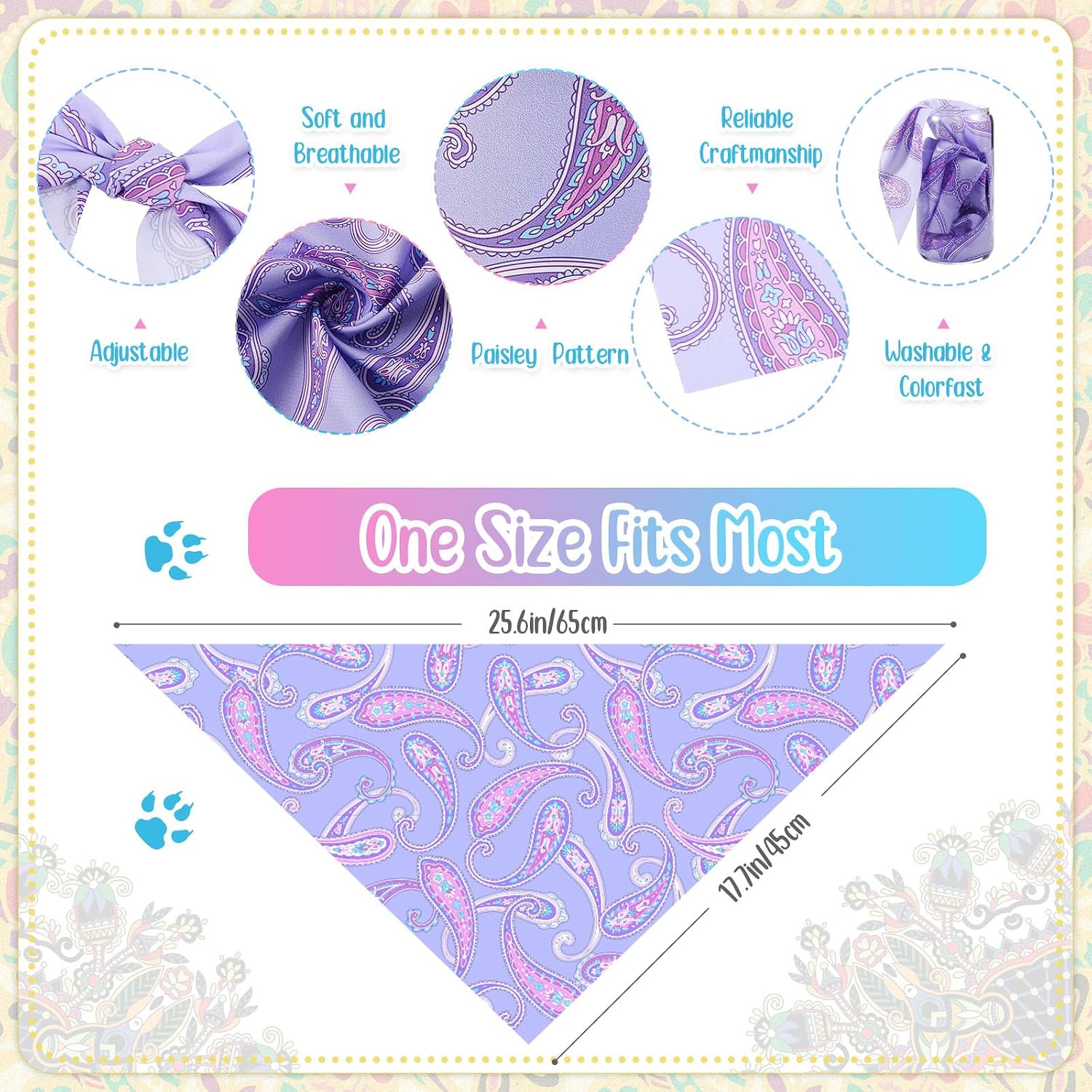 Sanwuta 100 Pcs Summer Paisley Hawaiian Dog Bandana Bulk Pet Triangle Scarf Bibs Bandanas for Dog Washable Kerchief Adjustable Grooming Supplies for Small Medium Large Seasonal Cat Costume Accessories